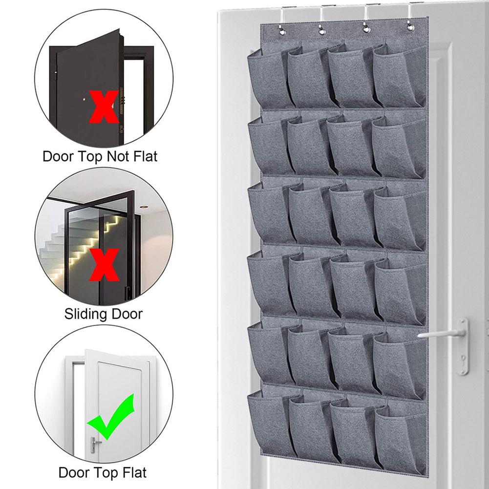 24 Pockets Hanging Shoe Organizer with 4 Hooks Hanging Shoe Storage Bag Over The Door Shoe Rack for Closet Bedroom Bathroom
