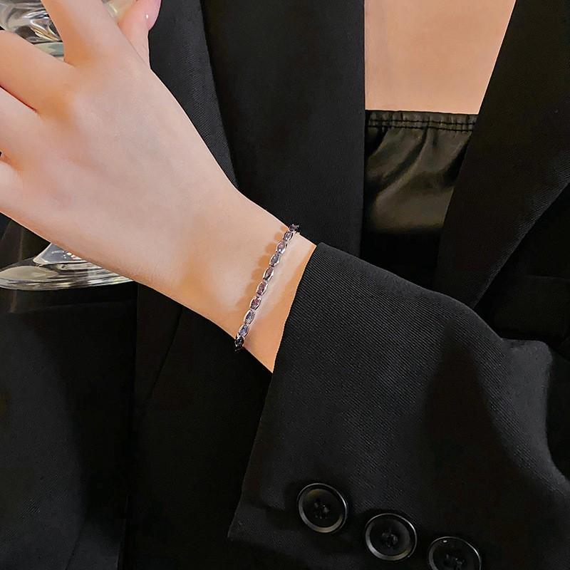 Geometric Zircon Crystal Bracelet Women Gold Plated Minimalist Fashion OL Style Statement Jewelry