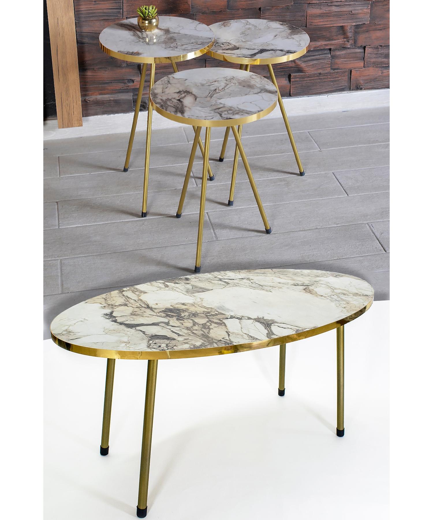 

Раскладной стол и центральный столик Ellipse Gold Metal Leg Gold Efes Set
