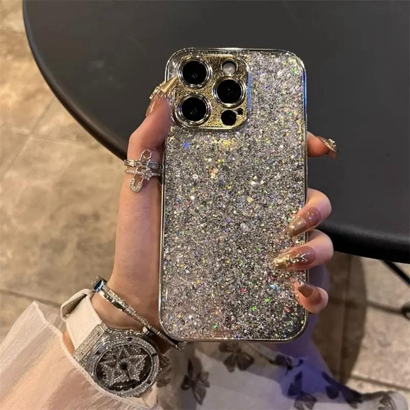 Luxury Glitter Blingbling Phone Case For iPhone 11 12 13 14 15 16 Pro Max Plus Shockproof Bumper Cases Cover