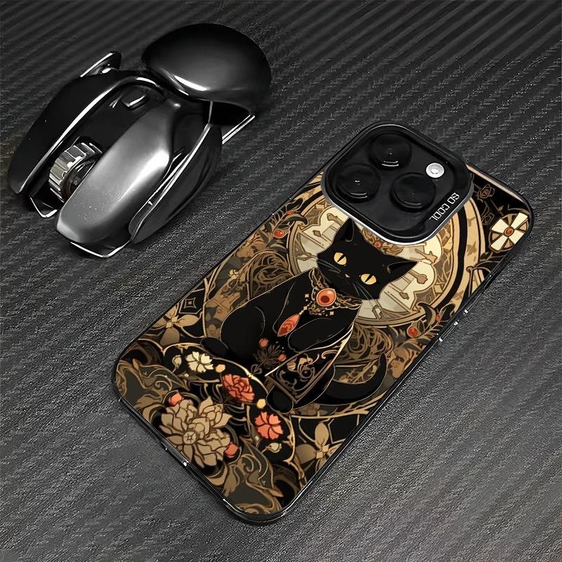 Lucky Cat Mobile Phone Case Is Suitable for Apple 16 Guochao Iphone16promax Gilt 16 Rich 15 Niche Cats
