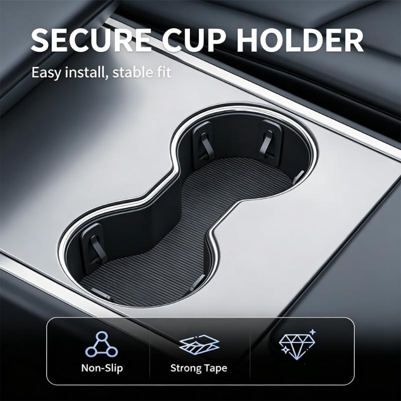Cup Holder Stabilizer for Car, Adhesive Console Water Cup Limiter Silicone Contact for Commuting and Daily Driving