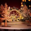 HEITIGN Christmas Decor 38 * 22 * 5CM LED Forest Scene Wooden Village for Mall Window Decorations