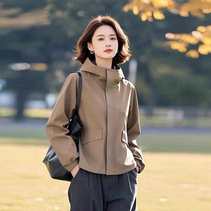 Korean Style High-End Special Edition Trendy Oversized Hooded Short Jacket Women Spring/Autumn Waterproof Coat