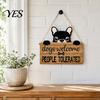Clear Print Welcome Sign Cat Shaped Sign, Durable Wooden, Waterproof Moisture-Proof Hanging for Front Door Rustic Farmhouse Porch Decoration