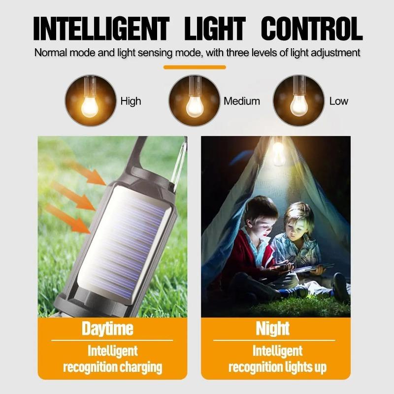 1-10PCS Solar Powered LED Lighting Hanging Lights Outdoor Tent BBQ Atmosphere Light Portable Waterproof Camping Light