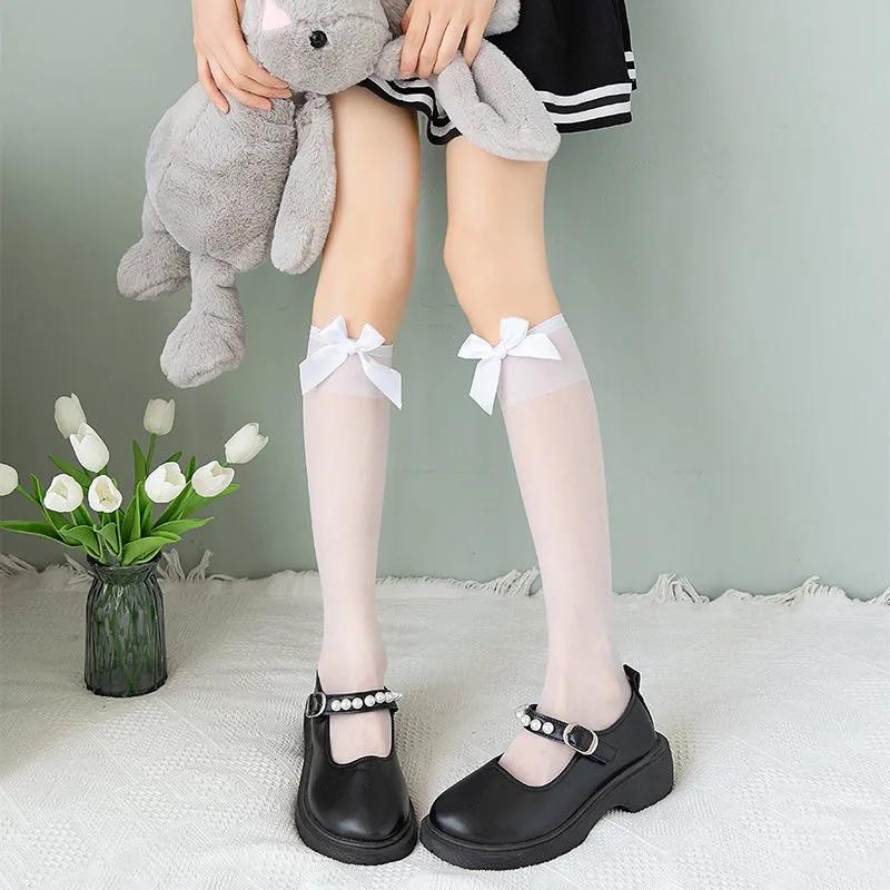 Sexy and Cute Loli Bow Silk Stockings Long Tube Thin Lace Lace Lace High Tube Socks Over The Knee