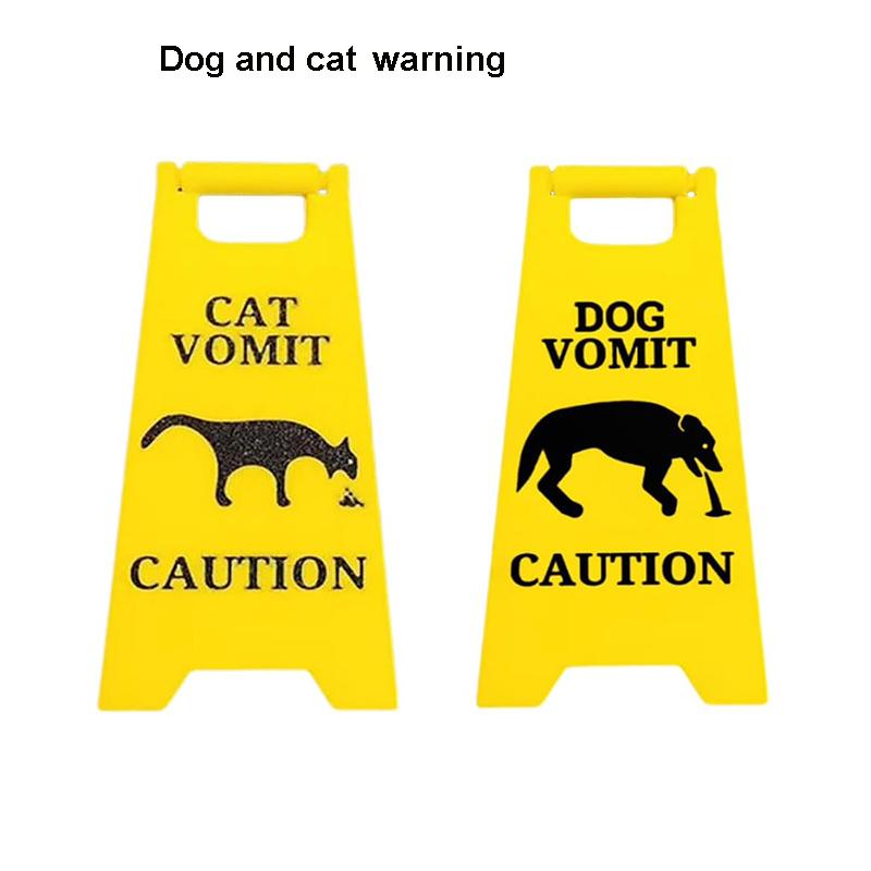 Funny Cat Vomit Sign with Mini Cleaning Mop Novelty Gag Caution Vomit Sign Gifts Warning Sign Decoration Suitable Pet Owners