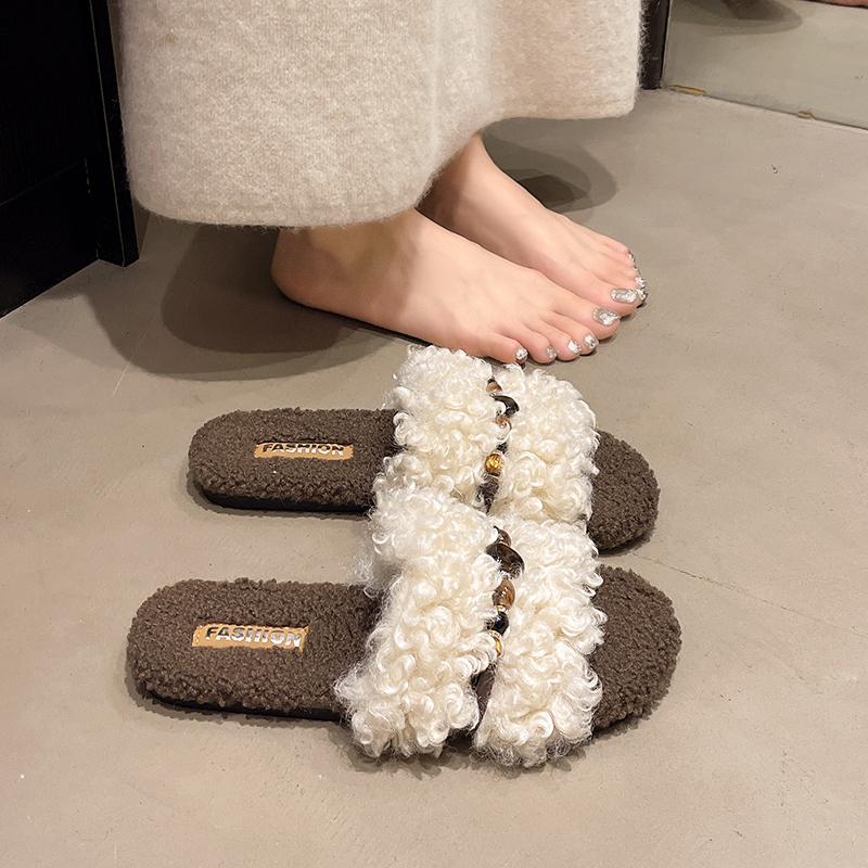 

Fashion Flats Women Cotton Slippers Fur Casual Fashion Shoes Winter Home Woman Boots 2025 New Trend Walking Dress Warm Chaussure Femme 35 бежевый