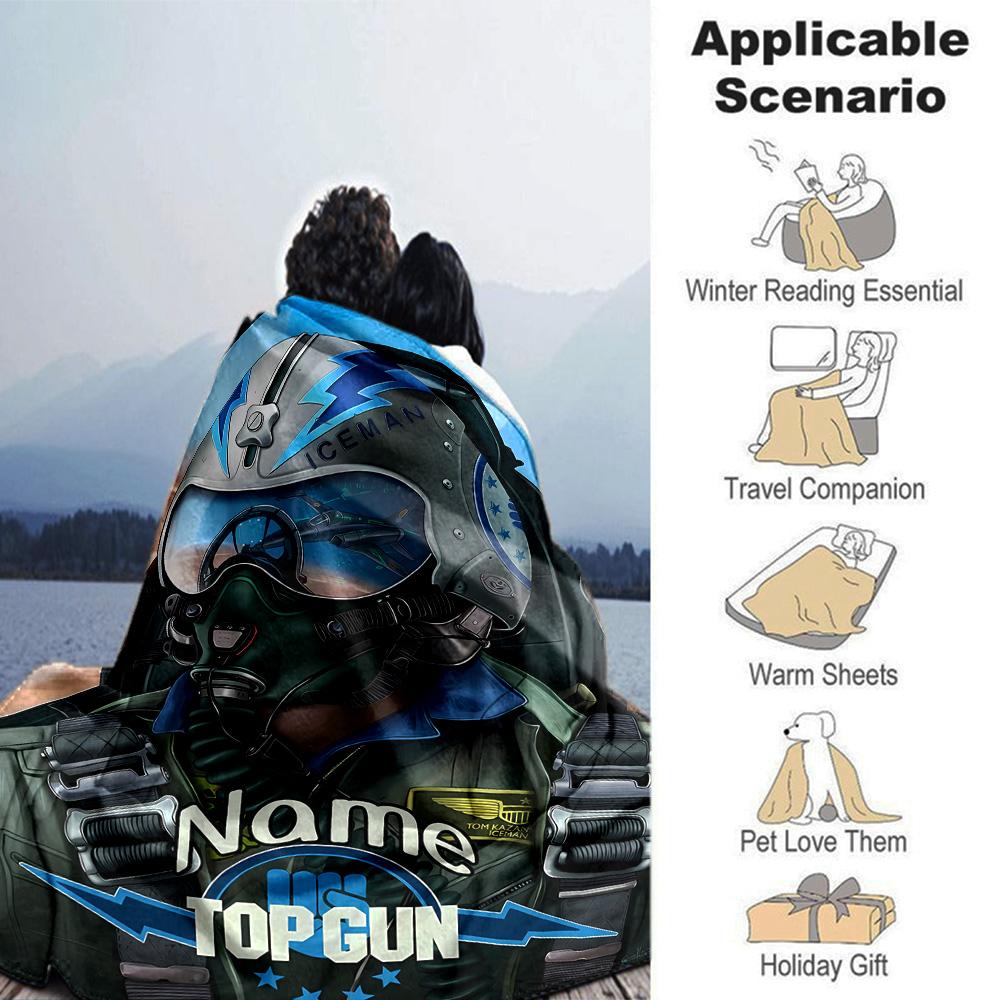 Customiz Name Personality Top Gun Maverick Blanket Soft &Warm Sofa Office Bed Travel Lunch Break Blanket, Gift Suitable All Seasons