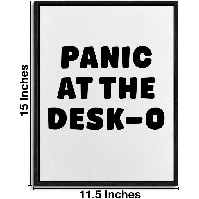 Funny Office Framed Canvas Wall Art Panic at the Desk-O Poster Print Wall Decor Mental Health Minimalist Painting Home Office Bedroom Decoration