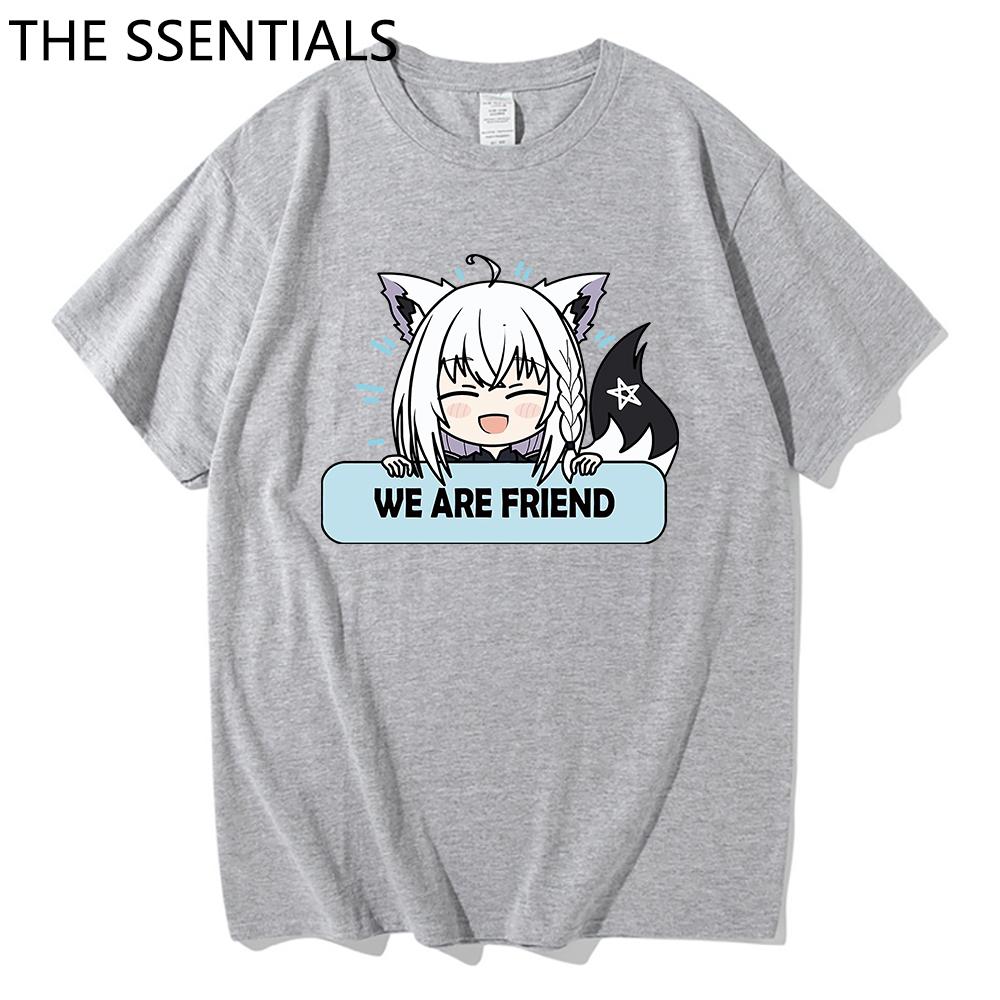 Hololive VTuber T-skjorte Unisex Harajuku tegneserie-grafikk-t-skjorter Unisex-tilfeldig bomullst-skjorte Herre Anime Kawaii Shirakami Fubuki T-skjorte