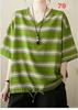 Summer Printed Short-sleeved T-shirt V-neck Cotton and Linen Loose Large-size Women's Top T-shirt Cotton and Linen Shirt