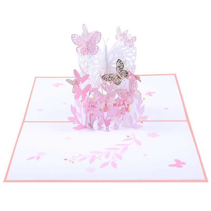 Valentine s Day 3D Butterfly Flower Basket Greeting Card - Creative Paper-Cut Postcard Gift
