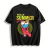 Hello Summer Days Claw Hand Cocktail Print Casual Vacation Tee Pure Cotton T-shirt