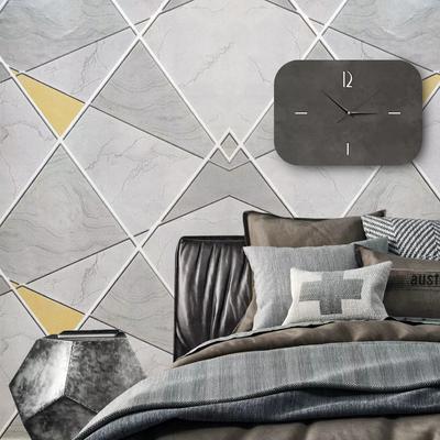 Carta da parati adesiva 3D geometrica nera e dorata a strisce, staccabile e attaccabile, carta da parati autoadesiva, carta da parati impermeabile rimovibile per la ristrutturazione dei mobili
