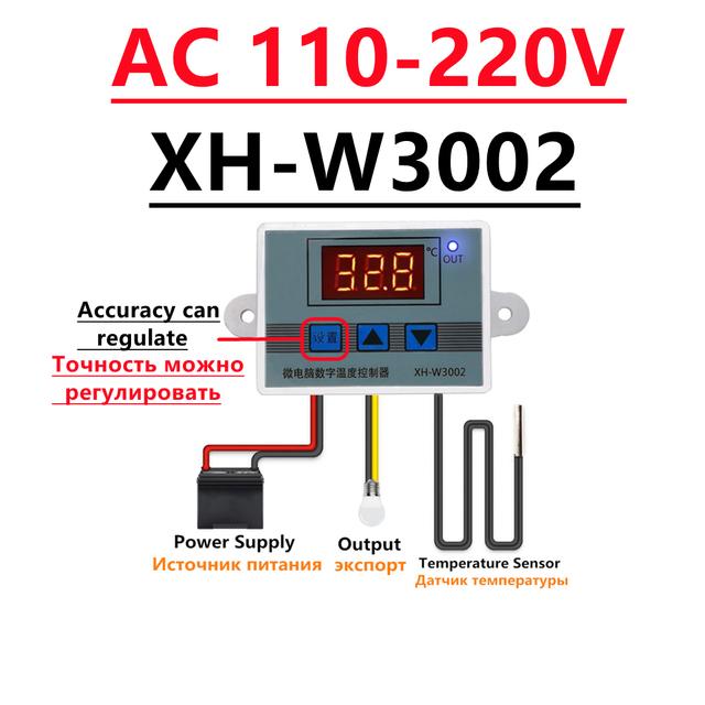 

XH-W3001 XH-W3002 Цифровий контроль температури Мікрокомп ютерний Термостат Перемикач Термометр Терморегулятор Перемикач 12/24/220В XH-W3002 AC 110-220V