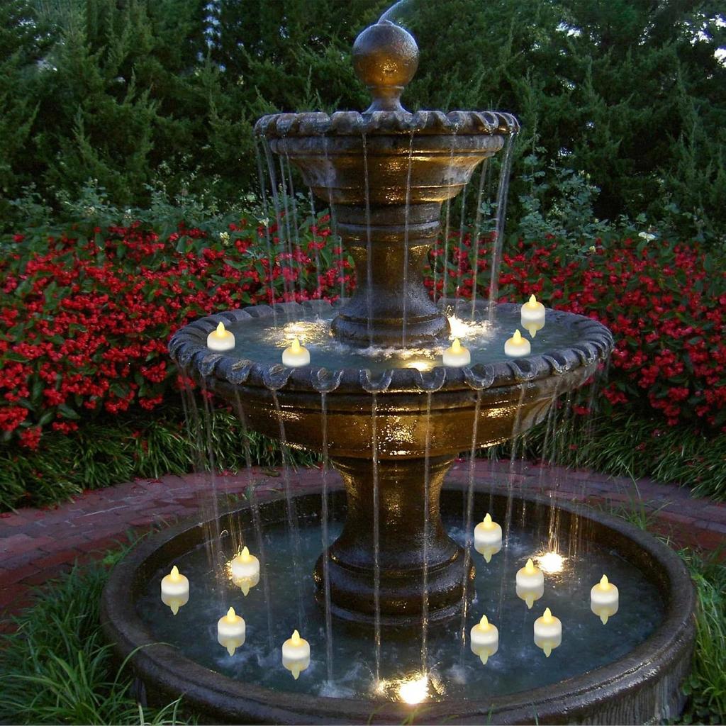 Flameless LED Floating Candles H40MM Waterproof LED Floating Tealights Battery Water Activated Tealights for Weddings Pool Party