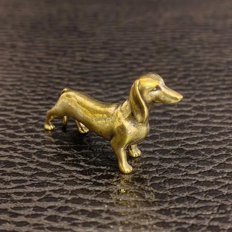 2 Stück Messing Dackel Hund Statue Für Zuhause Büro Auto Dekor Perfektes Halloween & Weihnachtsornament Geschenk für Hundeliebhaber Haustier