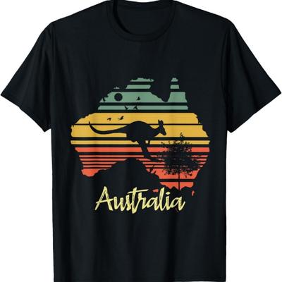 Vintage Land Map Australia Day Australian Kangaroo T-Shirt
