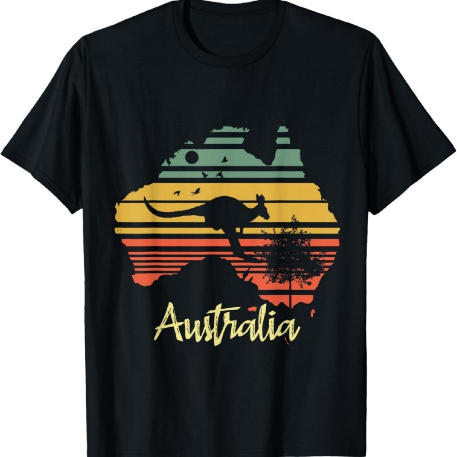 

Винтажная карта земли День Австралии Австралийская футболка с кенгуру XXXXXL чёрный