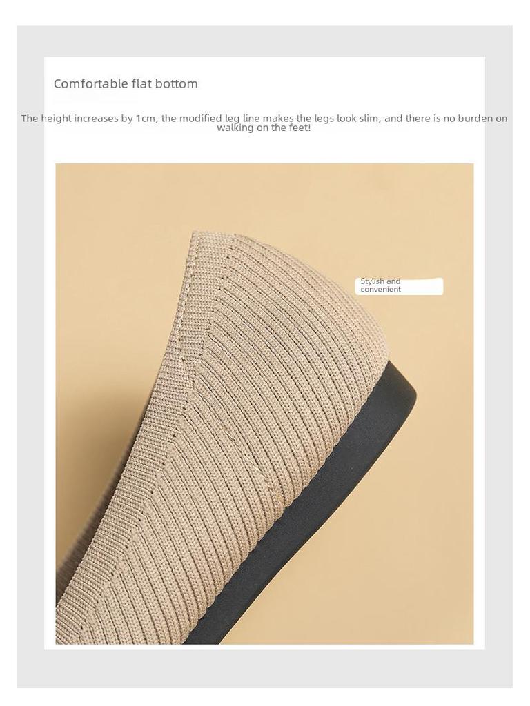Y2 Women's Plus Size Knit Soft Sole Flat Shoes (Sizes 41-44) - Solid Color, Round Toe, Low-Cut, Old Beijing Style.