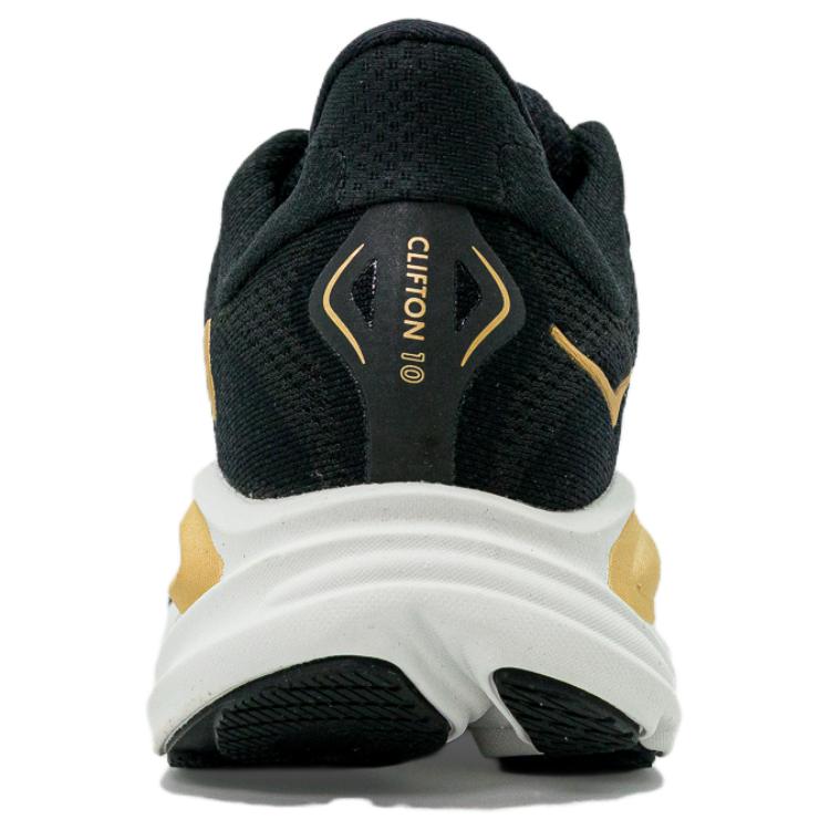 HOKA One One Clifton 10 Comfortable Running Shoes Men Sneaker Black Gold 1162030-BKGD