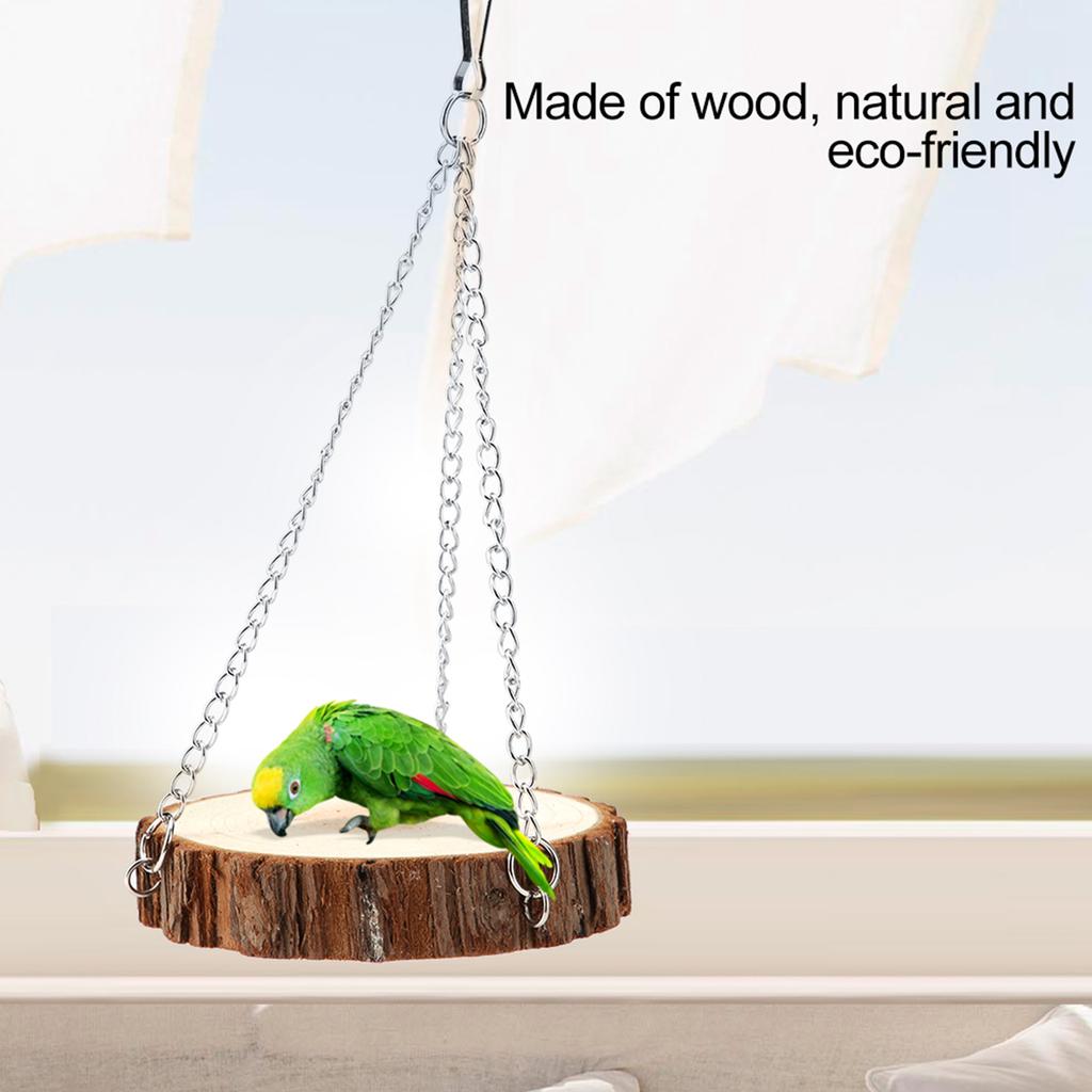 Wooden Natural Eco Friendly Portable Pet Swing Toy for Parrot Hamster(L)