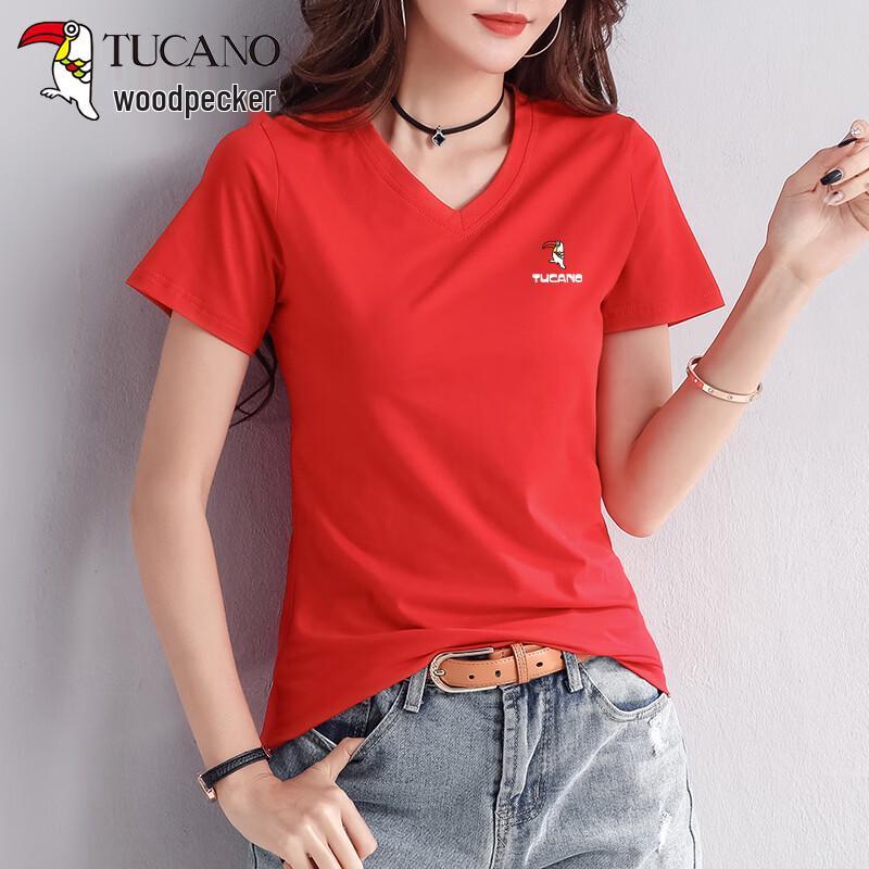 Woodpecker Women's V-Neck Cotton T-Shirt