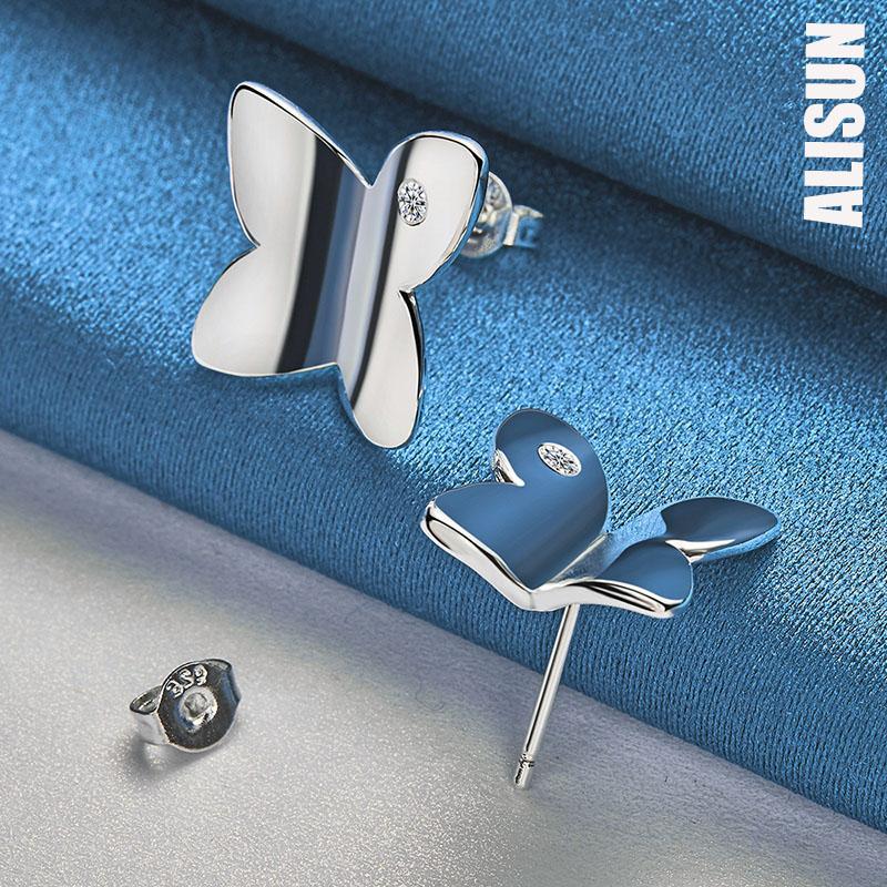 925 Sterling Silver Butterfly AAA Zircon Perforated Earrings Wedding Jewelry