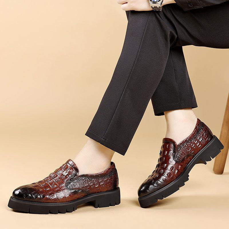 Leather Shoes Men's British New Autumn Trend Business Leisure One-pedal Men's Shoes Leather Hairstylist Platform Shoes Men