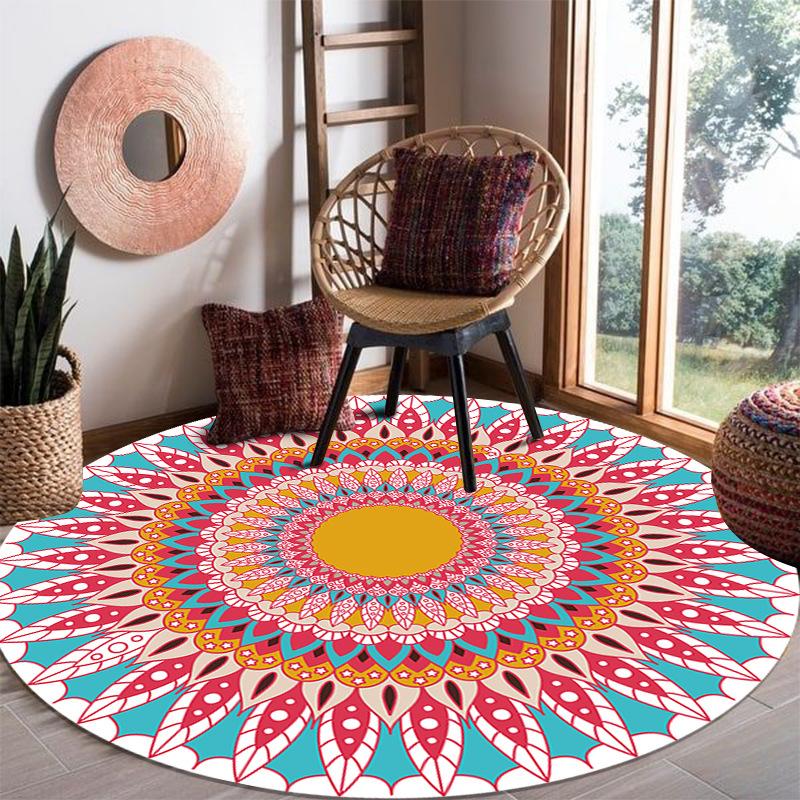 Decorative Carpet Cartoon Printed Area Rugs Round Carpet for Living Room Floor Mat Anti-Slip Mat