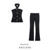 Kaslead New Women Clothes Western Style Elastic Neck Collar Top Trumpet Pants 5584130 5584131
