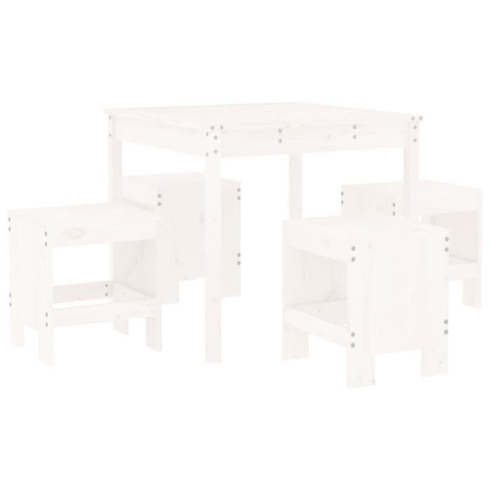 VidaXL Ensemble à dîner de jardin 5 pcs blanc bois massif de pin 3157710
