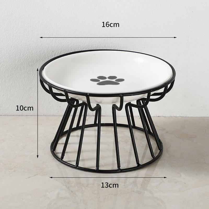 Ceramic Elevated Pet Bowl With Stand For Cats Dogs Food Water Feeder Anti Vomit Slow Feeding Design Outdoor Indoor Use