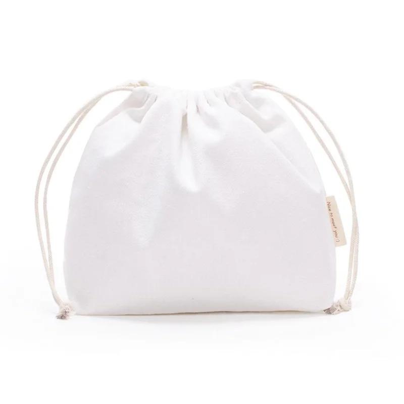 

1PC Three-Dimensional Cotton Drawstring Bag Reusable Canvas Storage Pouch for Cosmetics Gifts Portable Travel Bag Organizer 27x20x8.5cm белый