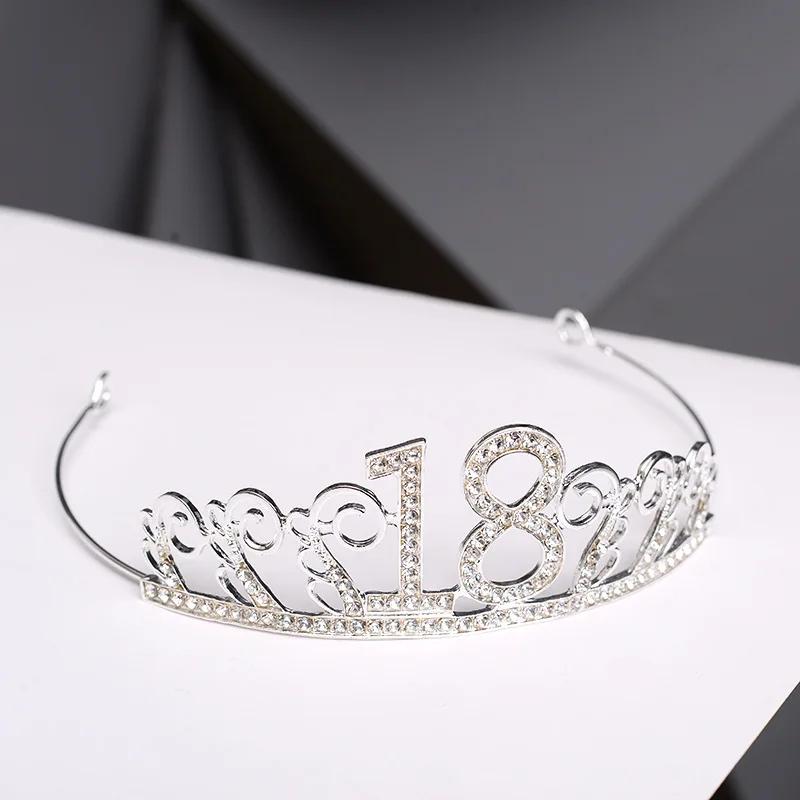 1 Pcs 18th Birthday Princess Crown Headband Crystal Wedding Crown Hairband Women Headwear Hair Decor