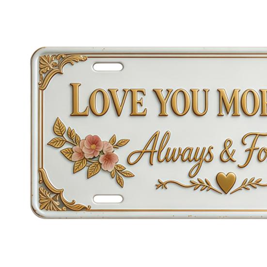 Love You More Mom Metal Wall Sign Vintage Floral Hanging Plaque Rustic Farmhouse Wall Art for Hallway Entryway Bedroom Decor Mother's Day Gift