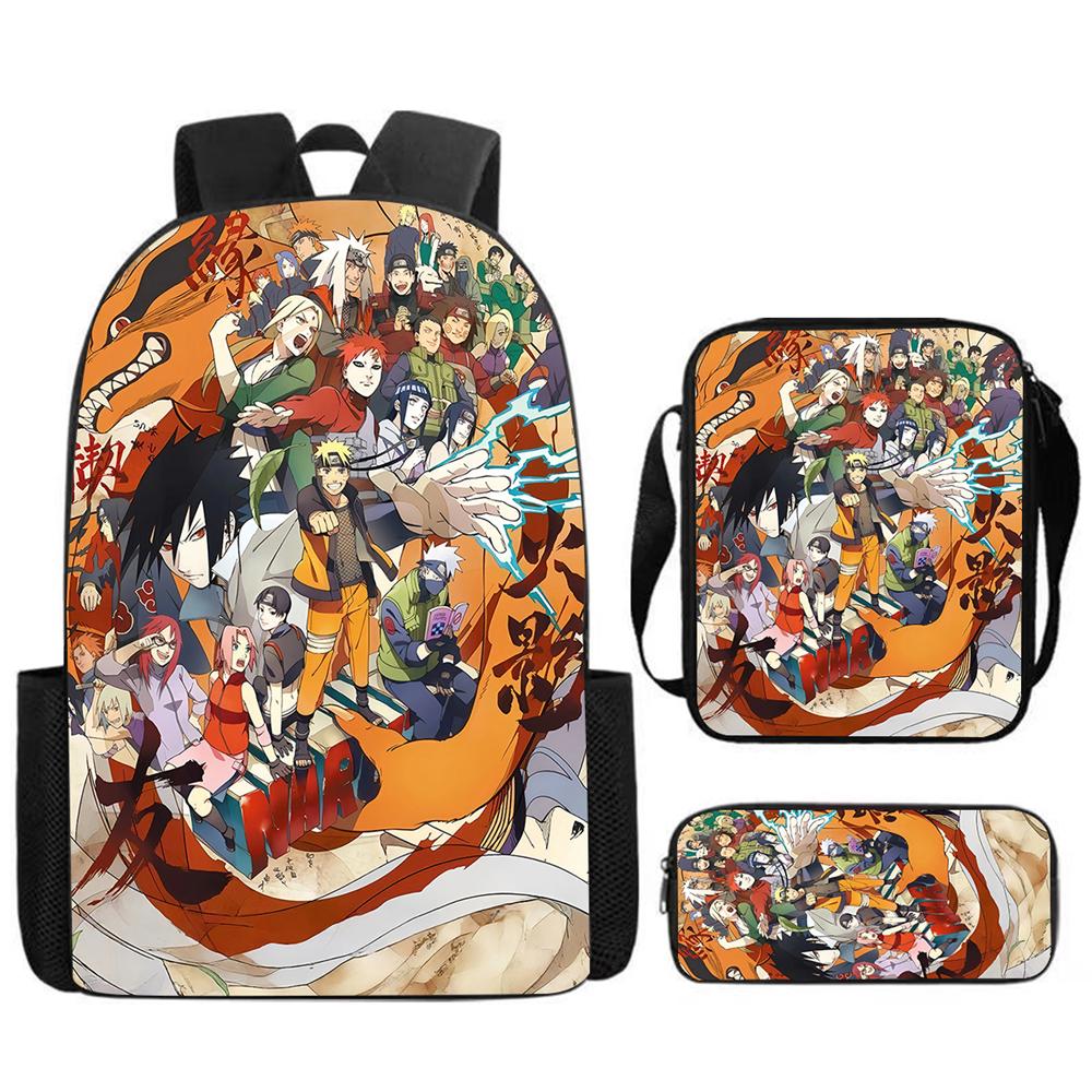 NARUTO Anime Youth Sling Carry Tote, Adjustable Straps & Closure, Light Durable Shoulder Bag, Daily School Bag Boys & Girls Ages 6-11