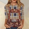 Women Casual Three Quarter Sleeve Oktoberfest Print Round Neck Top Fashion Loose Fit Lightweight Pullover Shirt for Autumn