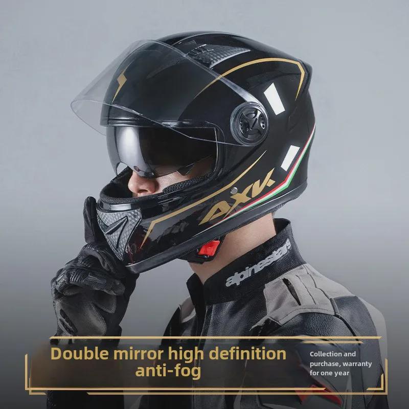 Men's Electric Bike Winter Full Helmet: Motorcycle Style, Safety Certified.