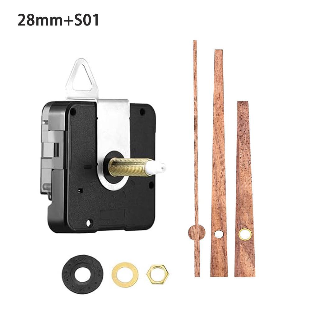 Silent DIY Cross-Border Long Shaft Clock Movement with Walnut Wood Hands - 4 Styles Available
