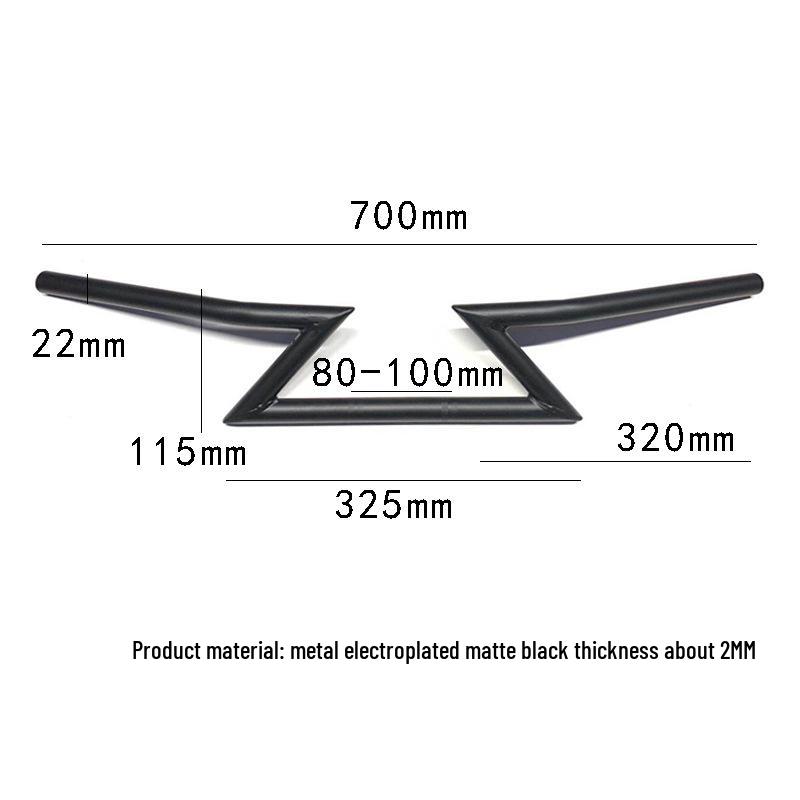 Retro Z-shaped Lightning Handlebar for Harley Cruiser Motorcycle - 22mm