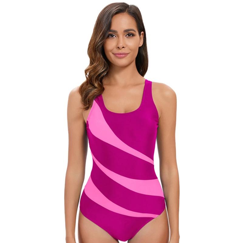 

2024 Новый спортивный купальник с полосатым принтом Женский купальник без спинки Слитный купальник Женский профессиональный купальный костюм Купальный костюм для женщин XXL розы красного