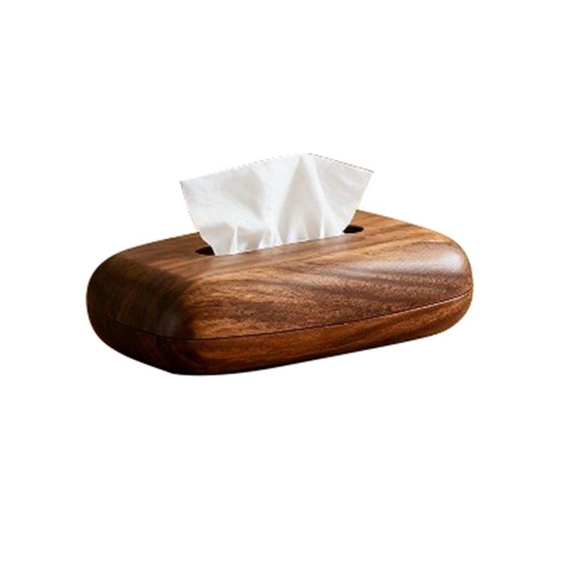 

Fresh Desktop Tissue Box Pebble Style Walnut Wood Tissue Case Office Bedside Table Decoration Storage Box Kitchens