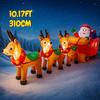 10.17FT Christmas Inflatable Toys Santa Claus Sleigh Reindeer Supplies Home Ornament Festive Gift LED Lit Xmas Yard Decoration