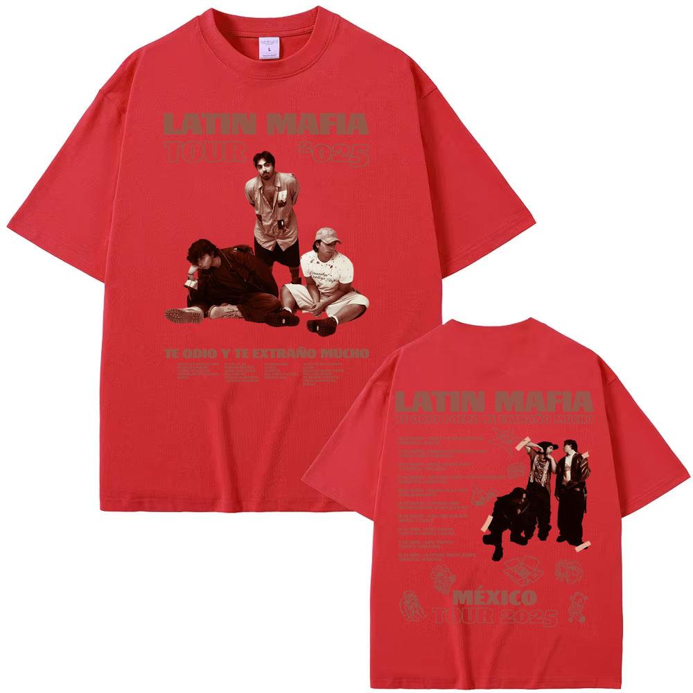 Rock Band Latin Mafia Mexico Tour 2025 Graphic T-shirts Men's Clothing Harajuku Hip Hop Punk Oversized T Shirt Unisex Streetwear