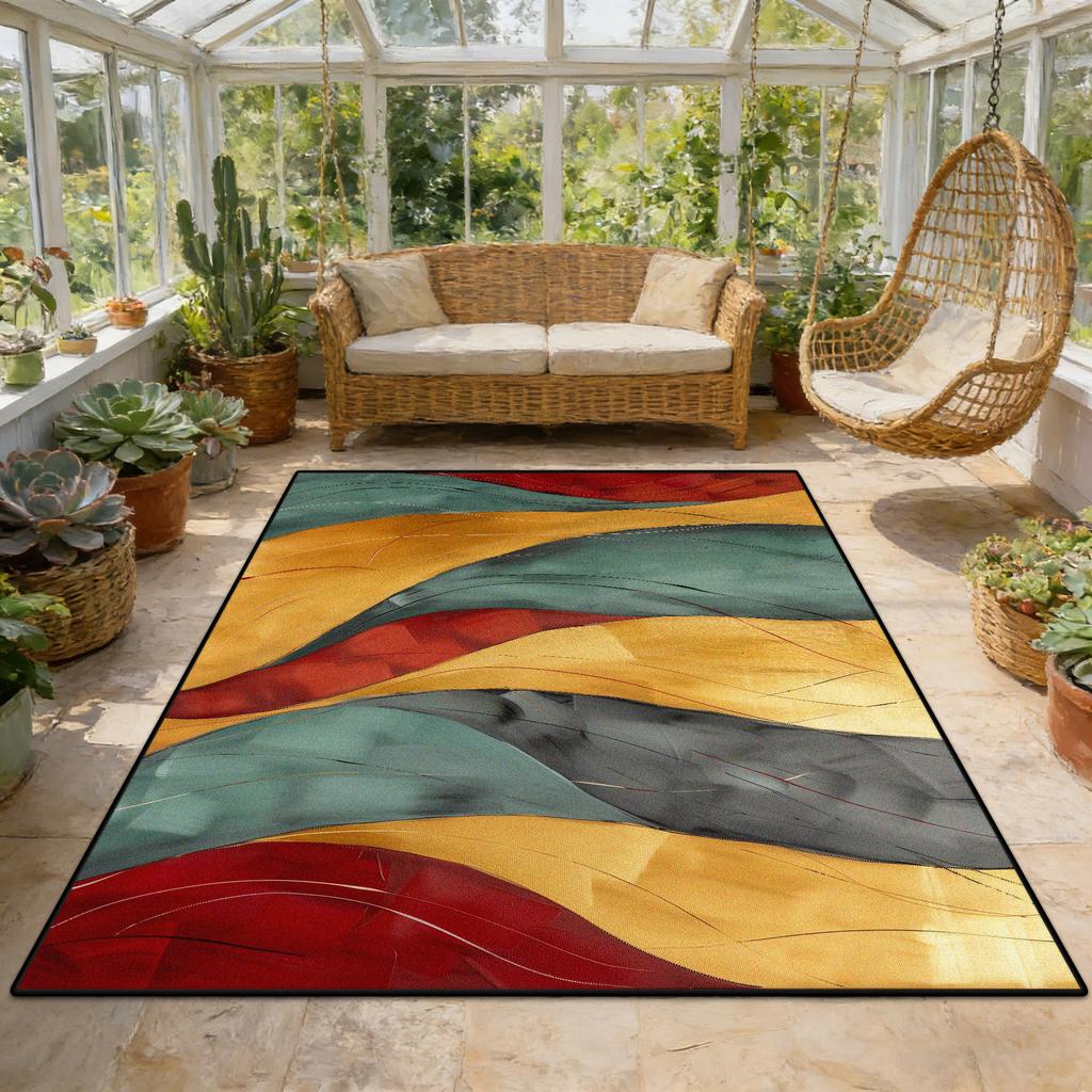 Modern Abstract Geometric Fluffy Sunroom Rug Living Room Decoration Aesthetic Antiskid Carpet Big Size Easy Clean Soft Floor Mat