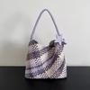 Premium sense niche design hand-woven bag large capacity tote bag casual lazy wind single shoulder underarm bucket bag