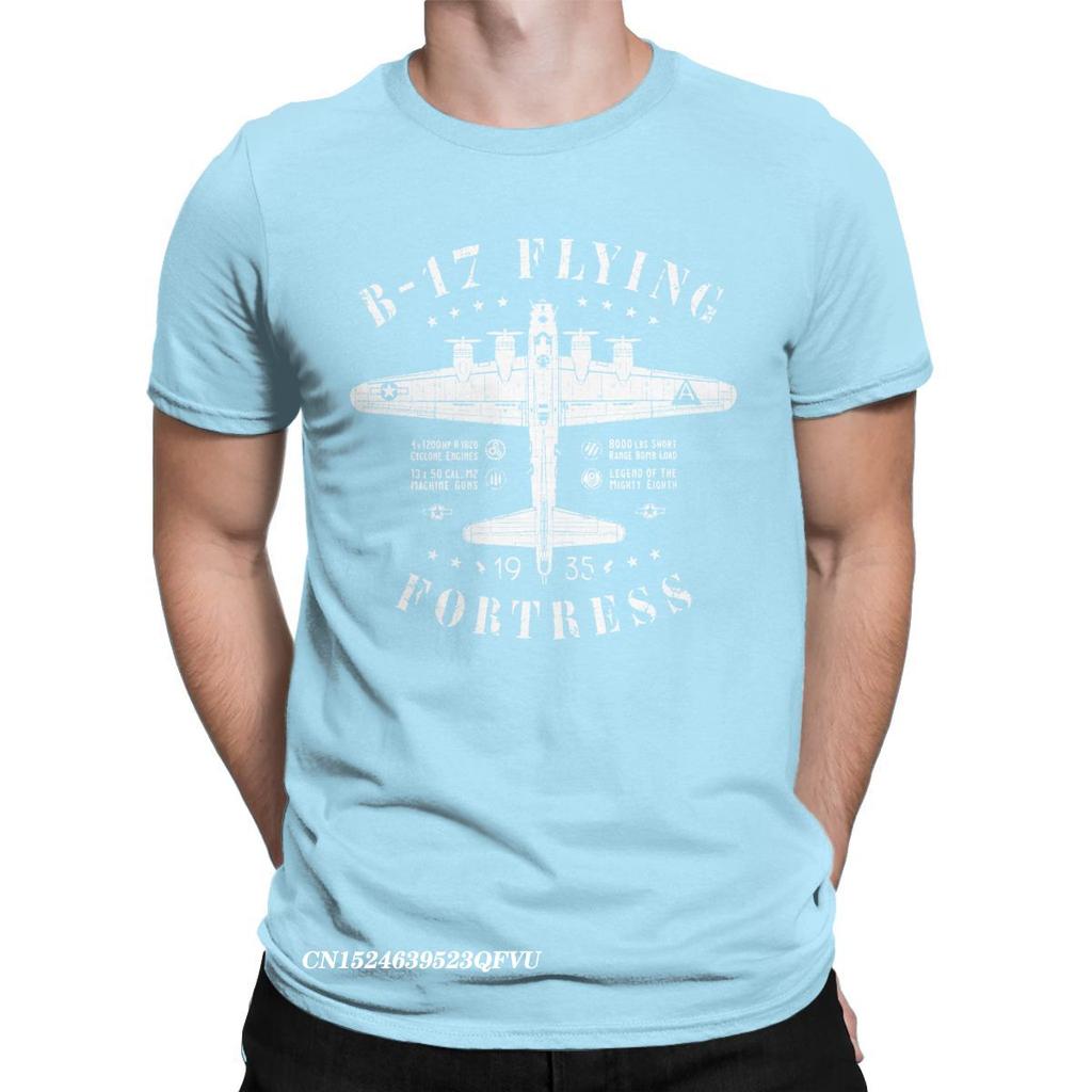 Funny B-17 Flying Fortress T-Shirts For Men Tops T Shirts Fighter Plane WW2 War Pilot Aircraft Airplane Tee Shirt Camisas